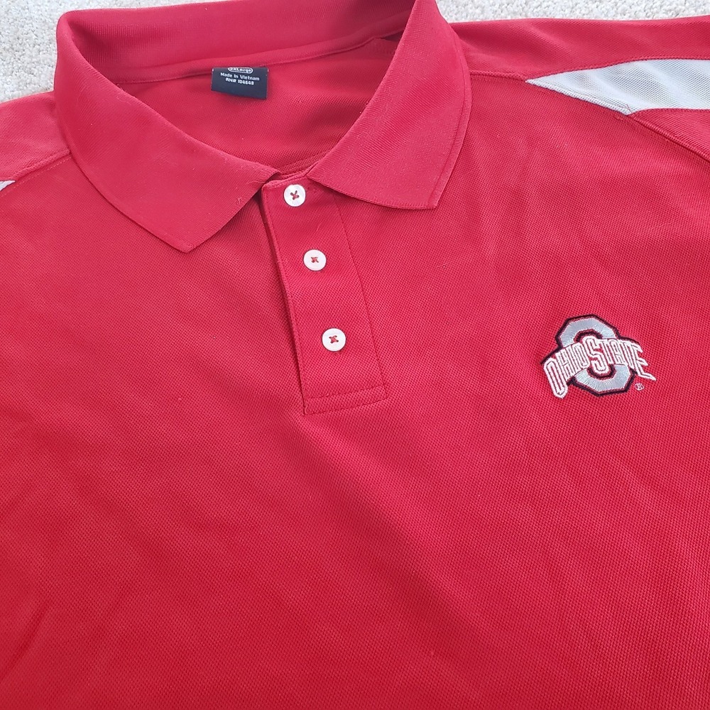 Starter Ohio State‎ Men's Polo Shirt Size 2XL Red Gray Logo